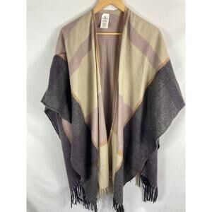 Woolrich Pink Tan Warm Soft Cape Shawl Blanket Sweater Size OS